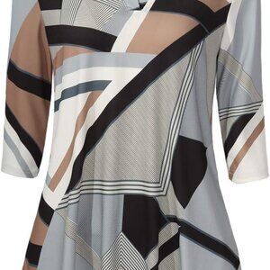 Womens 3/4 Sleeve Floral Printed Notch V Neck Blouses Tunics Tops